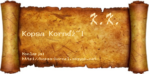 Kopsa Kornél névjegykártya